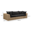 Cali 120" Black Performance Fabric & Wicker Outdoor Sofa by TOV Furniture, view 12