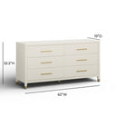 Dani 62" Cream Faux Shagreen 6-Drawer Dresser