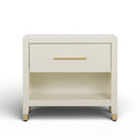 Dani 25" Cream Faux Shagreen Nightstand with Drawer