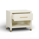 Dani 25" Cream Faux Shagreen Nightstand with Drawer