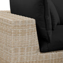 Cali 120" Black Performance Fabric & Wicker Outdoor Sofa by TOV Furniture, view 3