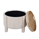 Bellamy Railroad Chenille Storage Stool With Reversible Tray Top by TOV Furniture, view 6
