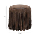Daphne Round Suede Fringe Ottoman by TOV Furniture, view 11