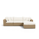 Cali 4-Piece Cream Performance Fabric & Wicker Outdoor Sectional by TOV Furniture
