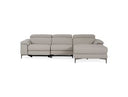 Meidas - Modern Light Grey Leather Sectional Sofa + 2 Recliners - Right Facing Chaise