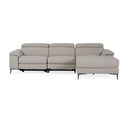 Meidas - Modern Light Grey Leather Sectional Sofa + 2 Recliners - Left Facing Chaise
