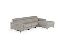 Meidas - Modern Light Grey Leather Sectional Sofa + 2 Recliners - Right Facing Chaise