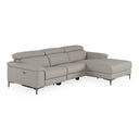 Meidas - Modern Light Grey Leather Sectional Sofa + 2 Recliners - Right Facing Chaise