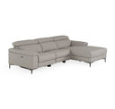 Meidas - Modern Light Grey Leather Sectional Sofa + 2 Recliners - Left Facing Chaise