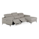 Meidas - Modern Light Grey Leather Sectional Sofa + 2 Recliners - Right Facing Chaise