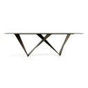 Melanie - Modern White Ceramic & Brushed Brown Dining Table