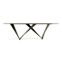 Melanie - Modern White Ceramic & Brushed Brown Dining Table