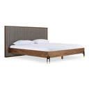 metcalf - mid-century walnut & grey bed