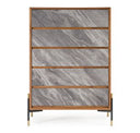 Metcalf - Mid-Century Walnut & Grey Bed w/ Two Nightstands