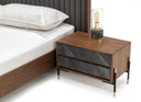 Metcalf - Mid-Century Walnut & Grey Bed w/ Two Nightstands