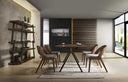 Runyon Modern Walnut & Grey Fabric Dining Chair (Set of 2)