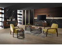 Bronson Modern Walnut & Black Round Tea Table