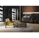 Bronson Modern Walnut & Black Round Tea Table