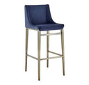 Mimi - Modern Light Grey Fabric + Antique Brass Counter Stool (Set of 2)