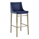Mimi - Contemporary Blue Velvet + Brass Counter Stool (Set of 2)