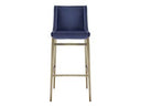 Mimi - Contemporary Blue Velvet + Brass Counter Stool (Set of 2)
