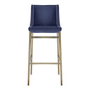 Mimi - Contemporary Blue Velvet + Brass Counter Stool (Set of 2)