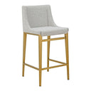 Mimi - Modern Light Grey Fabric + Antique Brass Counter Stool (Set of 2)