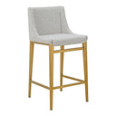 Mimi - Modern Light Grey Fabric + Antique Brass Counter Stool (Set of 2)