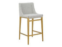 Mimi - Modern Light Grey Fabric + Antique Brass Counter Stool (Set of 2)