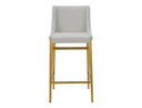 Mimi - Modern Light Grey Fabric + Antique Brass Counter Stool (Set of 2)