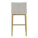 Mimi - Modern Light Grey Fabric + Antique Brass Counter Stool (Set of 2)