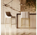 Mimi - Modern Light Grey Fabric + Antique Brass Counter Stool (Set of 2)