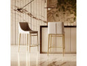 Mimi - Contemporary Beige and Brass Counter Stool (Set of 2)