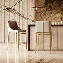 Mimi - Contemporary Beige and Brass Counter Stool (Set of 2)