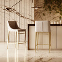 Mimi - Contemporary Beige and Brass Counter Stool (Set of 2)
