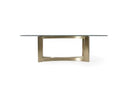 Mingus - Modern Glass + Brushed Brass Rectangualr Dining Table