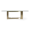 Mingus - Modern Glass + Brushed Brass Rectangualr Dining Table