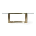 Mingus - Modern Glass + Brushed Brass Rectangualr Dining Table