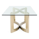 Mingus - Modern Glass + Brushed Brass Rectangualr Dining Table