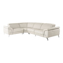 Mini Wonder - Italian Modern Grey Leather Sectional Sofa with Left Facing Recliner