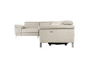 Mini Wonder - Italian Modern Grey Leather Sectional Sofa with Left Facing Recliner