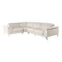 Mini Wonder - Italian Modern Grey Leather Sectional Sofa with Right Facing Recliner