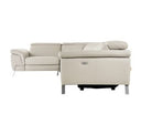 Mini Wonder - Italian Modern Grey Leather Sectional Sofa with Left Facing Recliner