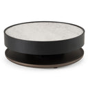Miranda - Modern Ceramic + Black Oak Round Coffee Table