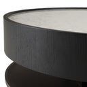 Miranda - Modern Ceramic + Black Oak Round Coffee Table