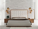 Amberlie - White Vegan Leather & Walnut Bed