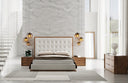 amberlie - white vegan leather & walnut bed