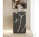 Penelope + Aspen - Modern Beige Velvet + Brown Ash Bedroom Set