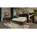 Aspen - Modern Black + Gold 4-Piece Bedroom Set