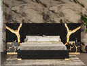 Aspen - Glam Beige Bonded Leather & Gold Bed
